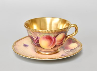 Lot 60 - A Royal Worcester Porcelain Cup and Saucer, by...