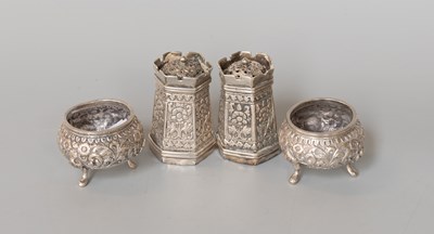 Lot 94 - A Four-Piece Indian Silver Condiment-Set,...