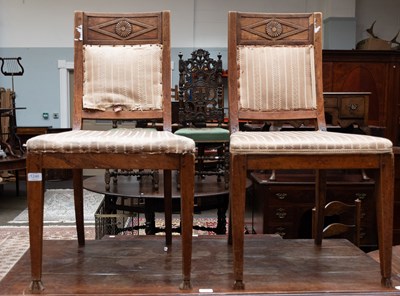 Lot 1354 - A Pair of French Carved Oak Side Chairs