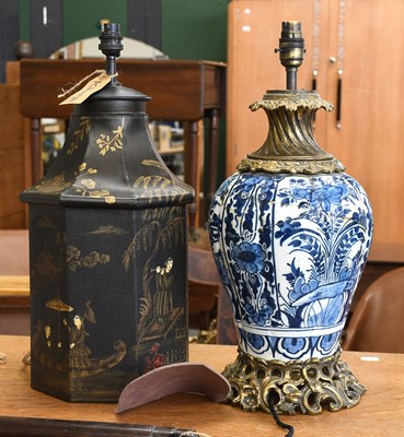 Lot 1366 - An 18th Century Dutch Delft Vase, later gilt...