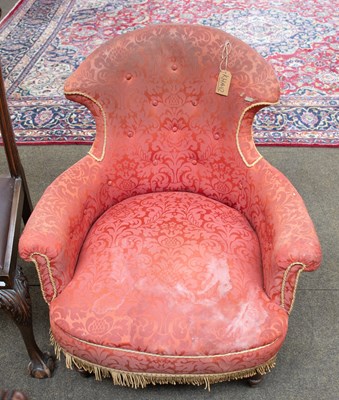Lot 1296 - A 19th Century Red Upholstered Arm Chair