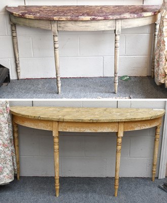 Lot 1472 - Two Painted Pine Console Tables, in Regency...