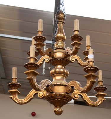 Lot 1356 - A Ten Branch Two Tier Giltwood Electrolier,...