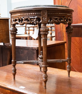 Lot 1235 - A French Carved Table, with green marble top,...