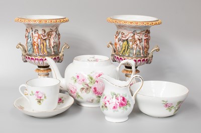 Lot 151 - A Pair of Capodimonte Style Porcelain Campana...