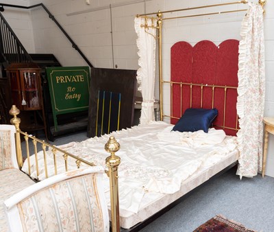 Lot 1169 - A Modern Brass Half Tester Bed, 156cm by 220cm...