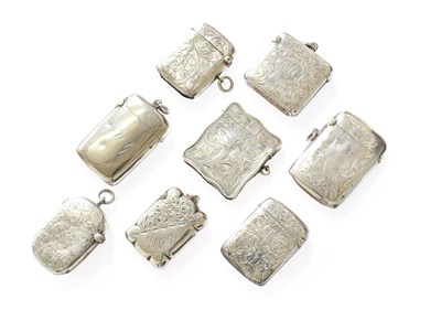 Lot 239 - Eight Various Silver Vesta Cases, Victorian...