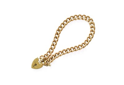 Lot 284 - A Curb Link Bracelet, stamped '9' and '.375',...