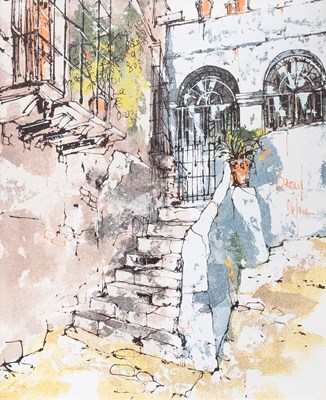 Lot 1041 - Bernard Dufour (20th Century) Street scene...