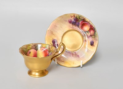 Lot 54 - A Royal Worcester Porcelain Cup and Saucer,...