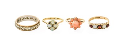 Lot 265 - A 9 Carat Gold Coral Cluster Ring, finger size...