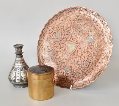 Lot 213 - A Middle Eastern 19th Century Silver Overlay...
