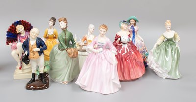 Lot 103 - Nine Royal Doulton Porcelain Figures,...