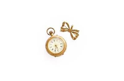 Lot 373 - A Lady's 14 Carat Gold Fob Watch with a...