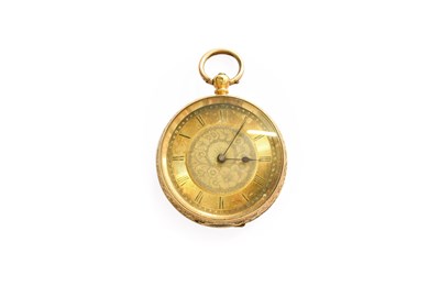 Lot 374 - A Lady's 18 Carat Gold Fob Watch, case stamped...