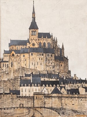 Lot 1036 - FR Huggins (20th Century) "Mont S. Michel"...