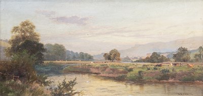 Lot 1123 - W.Matthison (19th Century) Cattle watering...