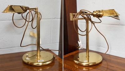 Lot 1204 - A Pair of Articulated Brass Desk Lamps, each...