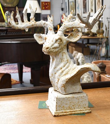 Lot 1367 - A White-Painted and Weathered Cast Iron Bust...