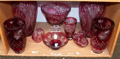 Lot 77 - A Group of 20th Century German Cut Cranberry...