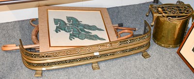 Lot 1386 - A Brass Coal Bucket and irons, tools, trivet...