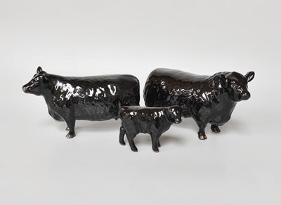 Lot 13 - Beswick Aberdeen Angus Bull, Cow and Calf (3)