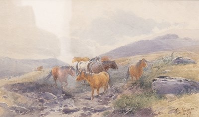 Lot 1143 - Thomas Rowden (1842-1926) Cattle Crantock Bay,...