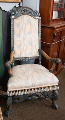Lot 1346 - An 18th Century Carved Oak Open Armchair,...