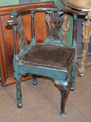 Lot 1351 - An 18th Century Mahogany Corner Chair, later...