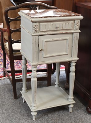 Lot 1443 - A French Marble Topped Painted Bedside...