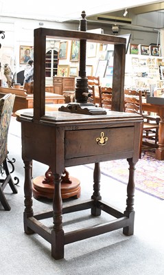 Lot 1440 - An 18th Century Oak Linen Press on Stand,...
