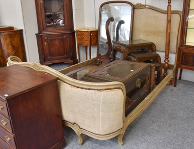 Lot 1212 - A French Painted Double Bedstead, 150cm by...