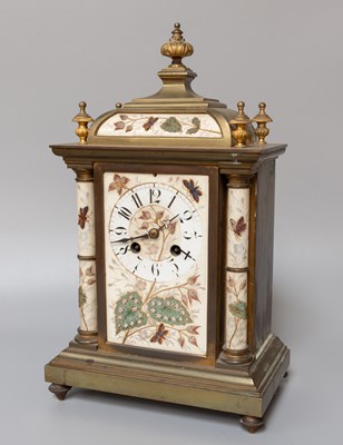 Lot 139 - A French Brass Pottery Mounted Striking Mantel...