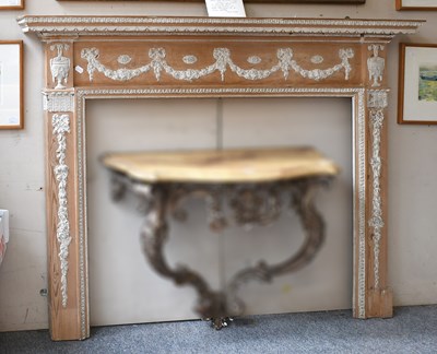 Lot 1414 - A George III Pine Fire Surround, with relief...