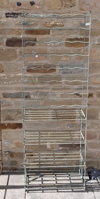 Lot 1252 - A Small Green Painted Wirework Wine Rack, 54cm...