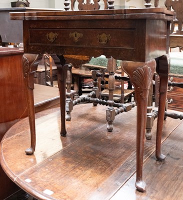 Lot 1227 - George II Inlaid Walnut Foldover Card Table,...
