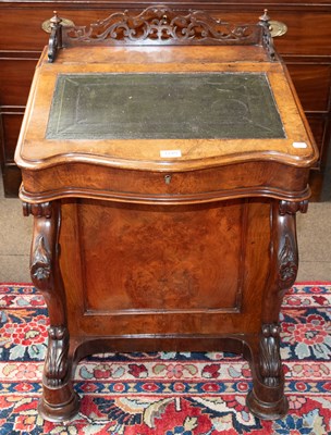 Lot 1249 - Victorian Walnut Davenport with Pierced...