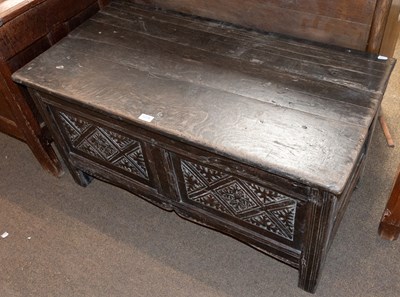Lot 1276 - An 18th Century Carved Oak Two Panel Coffer,...