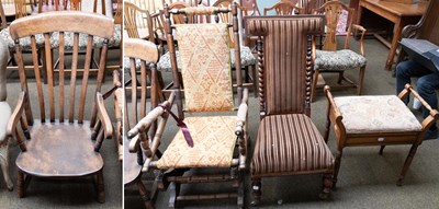 Lot 1285 - An Elm Comb Back Chair (cut down), an early...