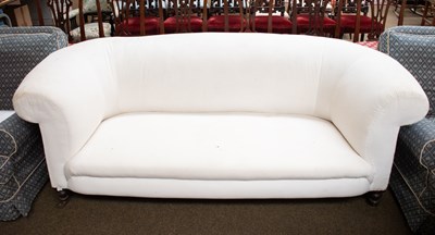 Lot 1291 - A Victorian Mahogany-Framed Sofa, with scroll...
