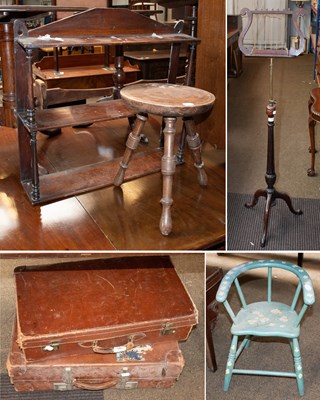Lot 1335 - A Mahogany and Brass Lyre Form Music Stand,...
