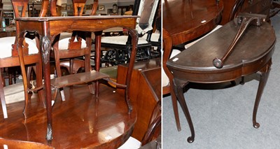 Lot 1303 - A Mahogany Demi Lune Card Table, together with...