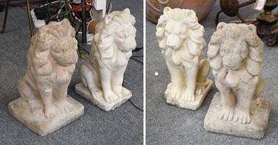 Lot 1376 - Two Pairs of Composition Garden Ornaments in...
