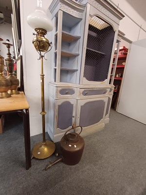 Lot 1235 - A Brass Adjustable Standard Oil Lamp, the...