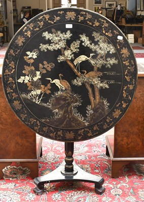 Lot 1422 - A 1920s Japanned Tilt-Top Tripod Table on...