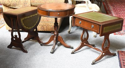 Lot 1425 - Three Reproduction Leather Topped Occasional...