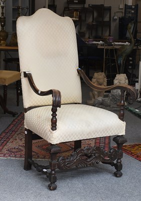Lot 1433 - An 18th Century Style Carved Open Armchair,...