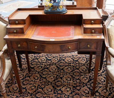 Lot 1455 - A Reproduction Mahogany Writing Desk with Red...