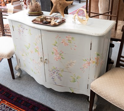 Lot 1454 - A Floral and Duck Egg Blue Painted Serpentine...