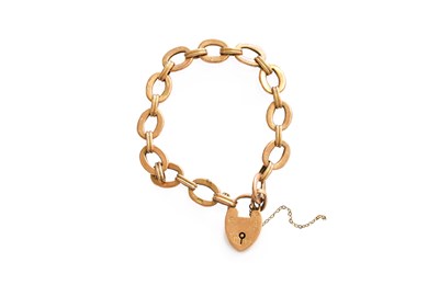 Lot 433 - A Fancy Link Bracelet, stamped '9CT', with a...